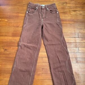 Brown Wide-Leg Jeans